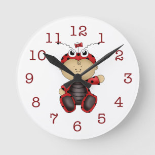 Baby Ladybug-Kind wandklok Ronde Klok