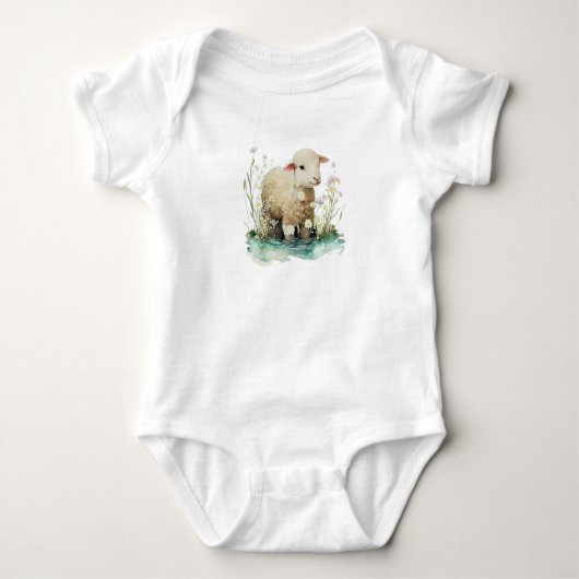 Baby Lam met Water en Bloemen Romper (Voorkant)