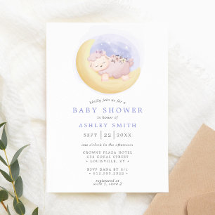 Baby Lam On Maan Aquarel Baby Borrel Kaart