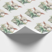 Baby Lamb in Basket Waterverf Baby shower Cadeaupapier (Hoek)