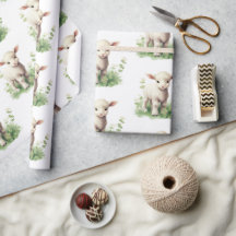 Baby Lamb in Groen Waterverf Baby shower