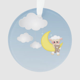 Baby Lamb, maan en Wolken Ornament