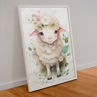 Baby Lamb Nursery Poster