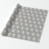 Baby lammeren op grijze Stippen Cadeaupapier (Uitgerold)