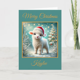Baby Lammetje Eerste Kerstmis Feestdagen Kaart