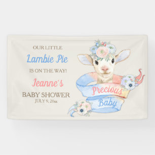 Baby Lammetje Roze Blauwe Geslacht Neutrale Reveal Spandoek