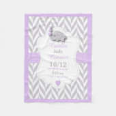 Baby Lavender Elephant Birth Keepomwille Design Fleece Deken (Voorkant)