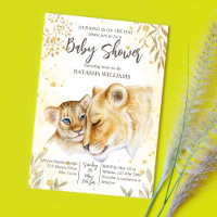 Baby leeuw - geel bruin baby shower nodigt uit