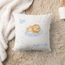 Baby Leeuwen Kussen met Naam en Geboortedatum
