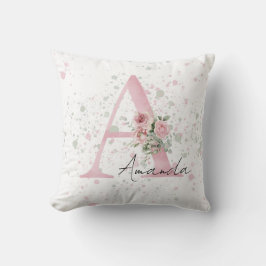 Baby letter initiaal en naam waterverf kussen
