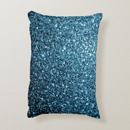 Baby lichtblauwe faux glitter sparter Monogram Accent Kussen (Achterkant (Verticaal))