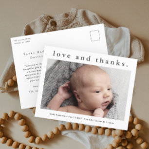 Baby Liefde en Bedankt Foto geboorteaankondiging Briefkaart