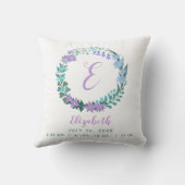 Baby Lila Blauw Groene Vlees Stats Floral Wreate Kussen (Achterkant)