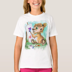 Baby Lion Artist Paints Grappig T-shirt