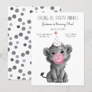 Baby Lion Cub zwart-wit Birthday Kaart