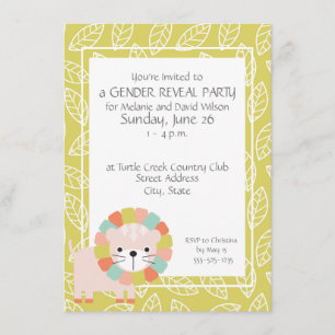 Baby Lion Gender Reveal-feestuitnodigingen Kaart