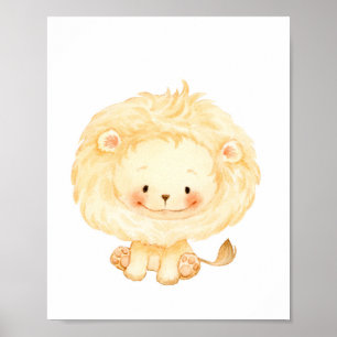 Baby Lion Nursery Wall Art Poster