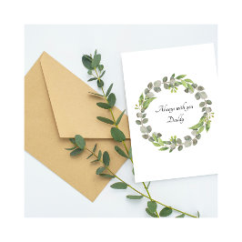 Baby Loss Daddy Birthday Leaf Wreath Card Kaart