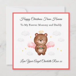 Baby Loss Girl Mom Dad Angel Bear Christmas Card  Feestdagenkaart