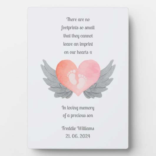Baby Loss Remembrance Empreintes Plaque commémorat (Devant)