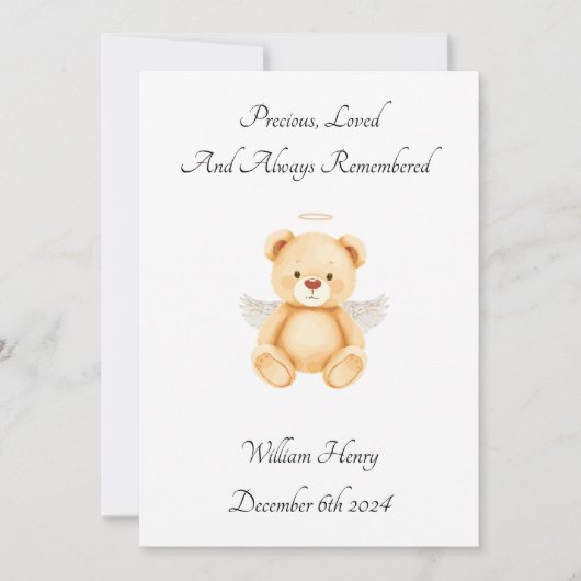 Baby Loss Twin Angel Teddy Bear Card (Voorkant)