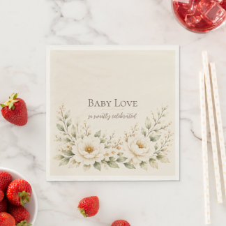 Baby Love Bloemige Teddybeer Baby Shower Servet