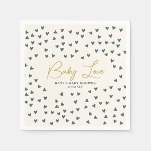 Baby Love Blue Hearts Blue Baby shower Servet
