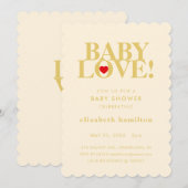BABY LOVE! Bold Cream Gold Baby Shower Invitation (Devant / Derrière)