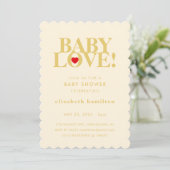 BABY LOVE! Bold Cream Gold Baby Shower Invitation (Debout devant)