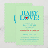BABY LOVE! Bold Green Blue Baby Shower Invitation (Devant / Derrière)