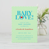 BABY LOVE! Bold Green Blue Baby Shower Invitation (Debout devant)
