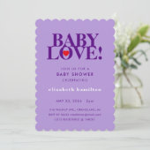 BABY LOVE! Bold Purple Baby Shower Invitation (Debout devant)
