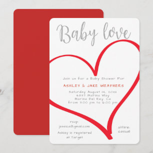 Baby Love Heart Baby shower Invitation Kaart