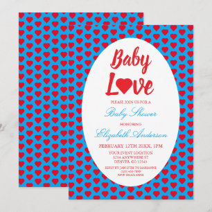 Baby Love Heart Baby shower Kaart