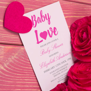 Baby Love Heart Girl Baby shower Kaart