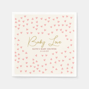Baby Love Pink Hearts Girl Baby shower Servet