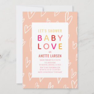 Baby Love Pink Hearts Valentijnsdag Baby shower Kaart