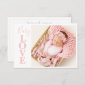 Baby Love Pink Typography Faire-part de naissance  (Devant / Derrière)