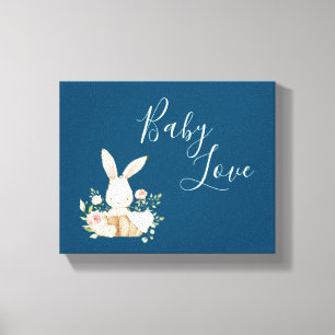 Baby Love Script Roze Blue Girl Woodland Animal Canvas Afdruk