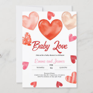 Baby Love Valentijns Baby shower Invitation Kaart