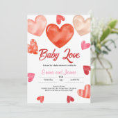 Baby Love Valentines Baby shower Invitation (Debout devant)
