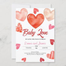 Baby Love Valentines Baby shower Invitation