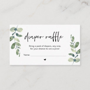 Baby Luier Raffle, Win een prijs, Casual Greenery Informatiekaartje