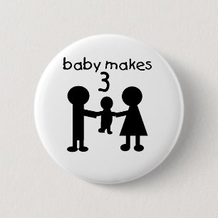 Baby maakt drie ronde button 5,7 cm
