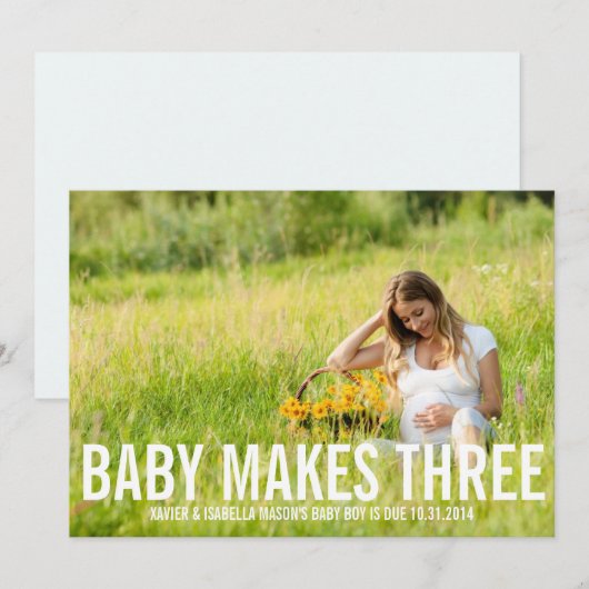 Baby maakt drie | Zwangerschap Aankondiging (Voorkant / Achterkant)