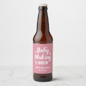Baby Making Brew Funny Shower Bedankt Pink Hops Bier Etiket (Voorkant)