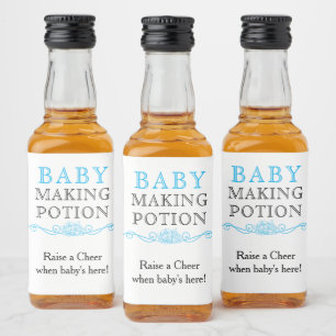 Baby Making Potion Baby shower Favor Sky Blue Mini Likeurfles Etiket