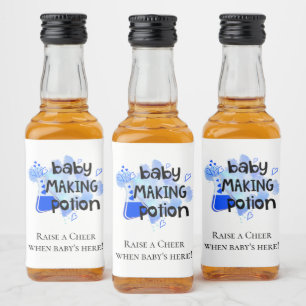 Baby Making Potion Baby shower voor blauwe harten Likeurfles Etiket