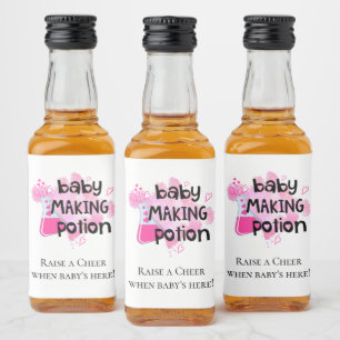 Baby Making Potion Baby shower voor roze harten Likeurfles Etiket