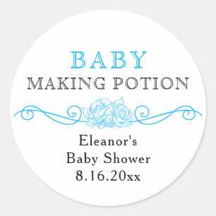 Baby Making Potion Blauw Baby shower Favor Sticker